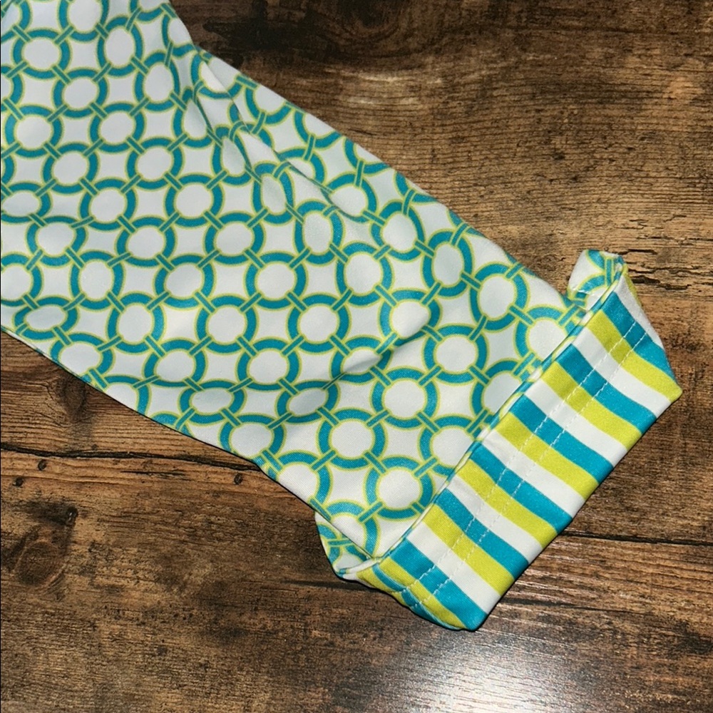 Gretchen Scott Designs White, Teal & Green Geometric Polo Dress - Picture 3 of 4